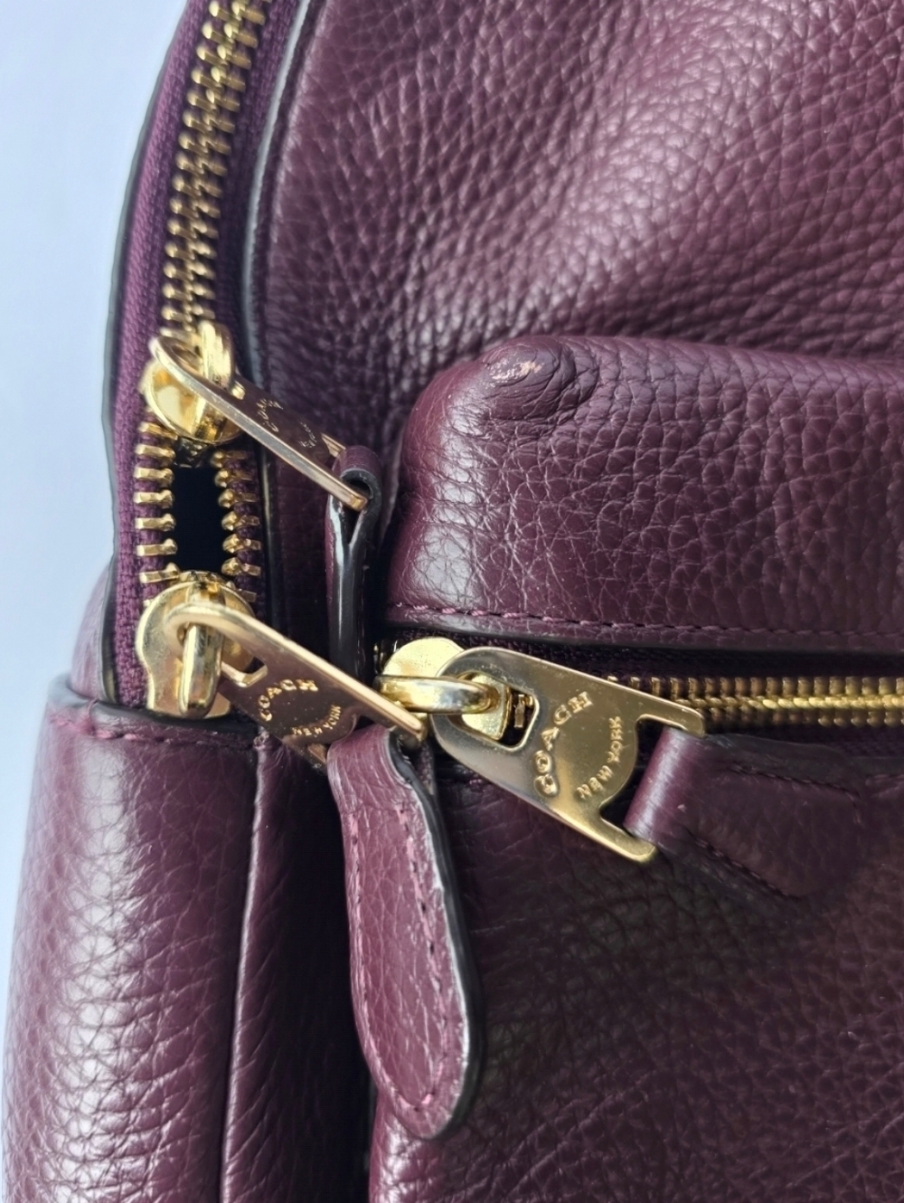 Maroon Coach Court Backpack in Refined Pebble Leather Coach Bag - Picture 4 of 12